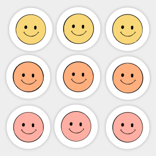 Pastel Smiley Faces Pink Orange Yellow Sticker